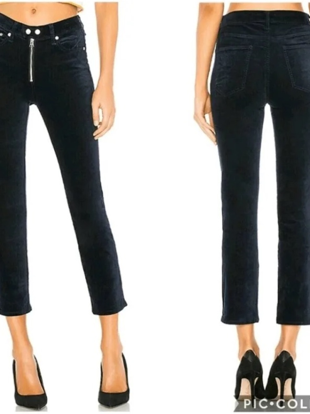 Rag & Bone Velvet Dojo Navy Blue Pants Exposed Zipper Fly 25